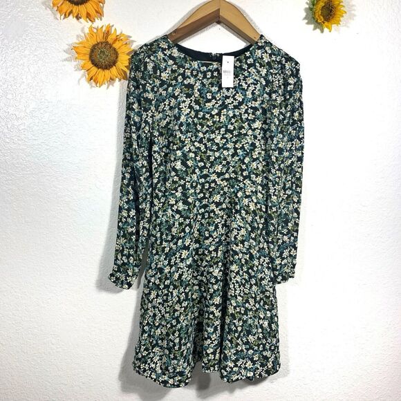 LOFT NWT Floral Green White Yellow Dress Size 4 Small Women - Picture 1 of 9